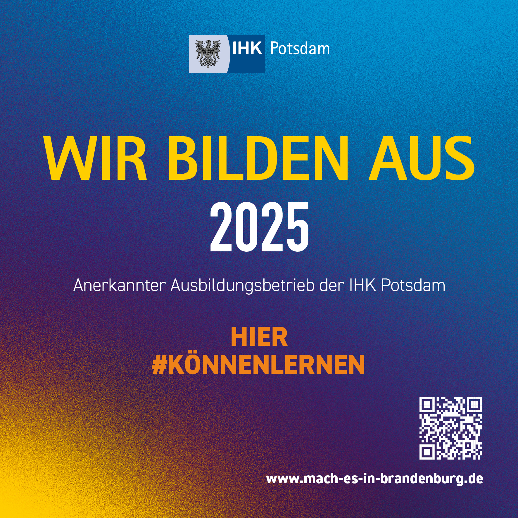 Wir bilden aus 2025: Anerkannter Ausbildungsbetrieb der IHK Potsdam.