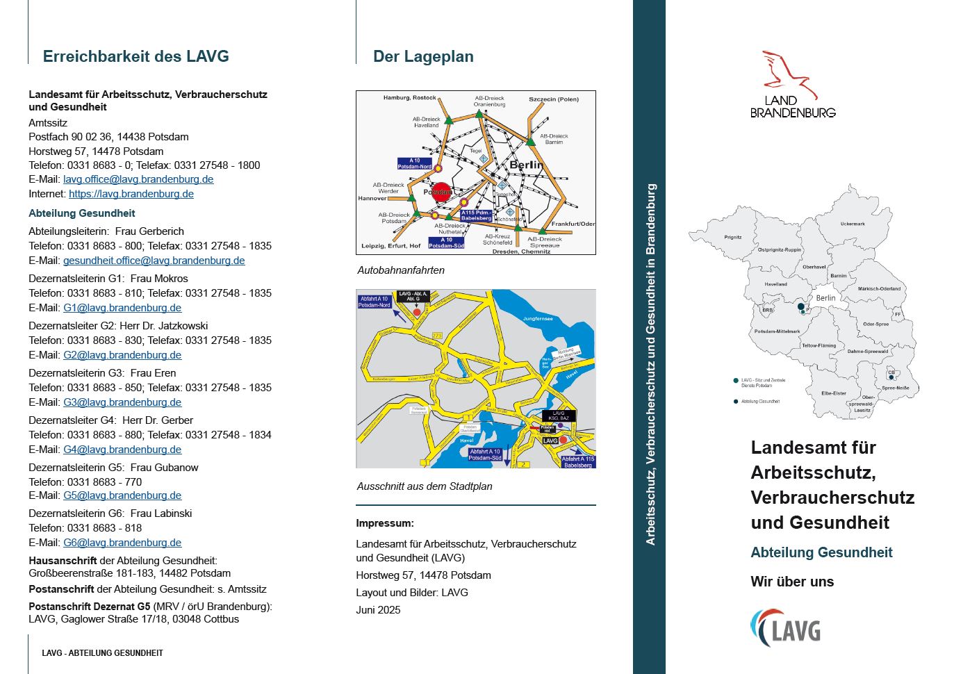 Bild vergrößern (Bild: Bilddatei zum Deckblatt des Flyers der Abteilung Gesundheit des LAVG - Wir über uns)