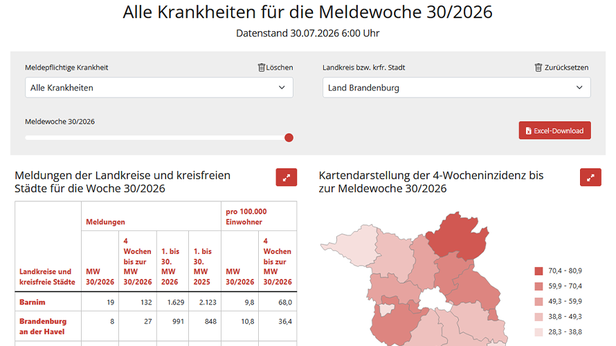 Dekoratives Bild; zur Seite: Infektionswochenbericht Land Brandenburg.