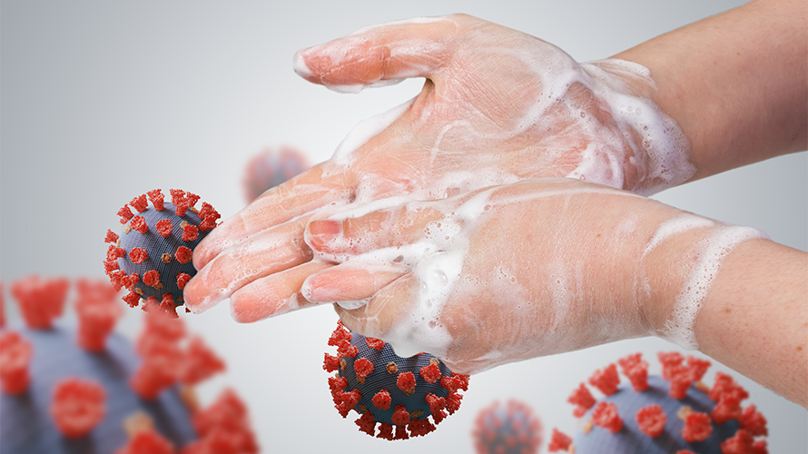 Dekoratives Bild; zur Seite: Hygiene.