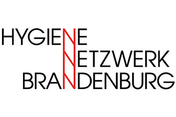 Logo mit schwarz-roter Schrift "Hygiene-Netzwerk Brandenburg" vor weißem Hintergrund.
