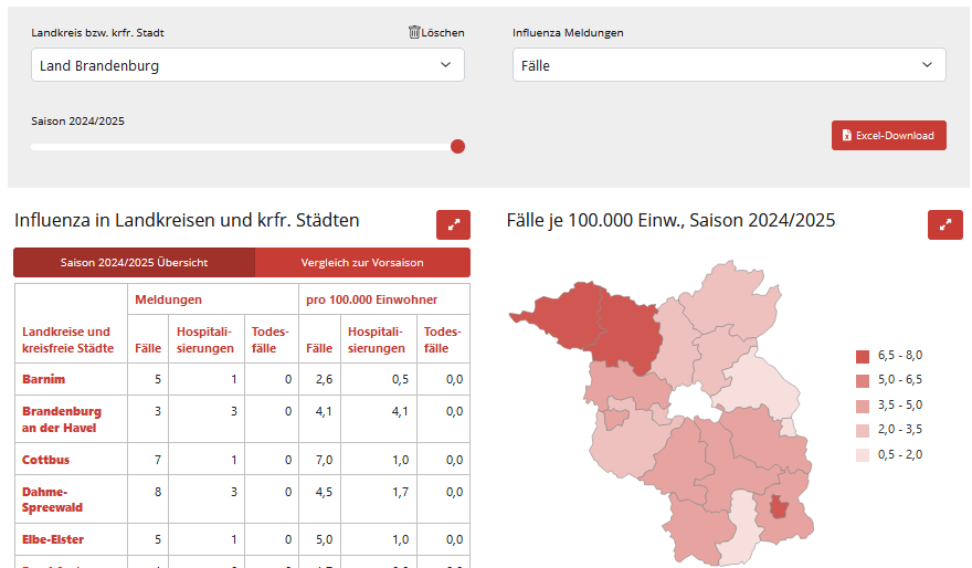 Dekoratives Bild mit Link zur externen Seite: Influenzabericht.